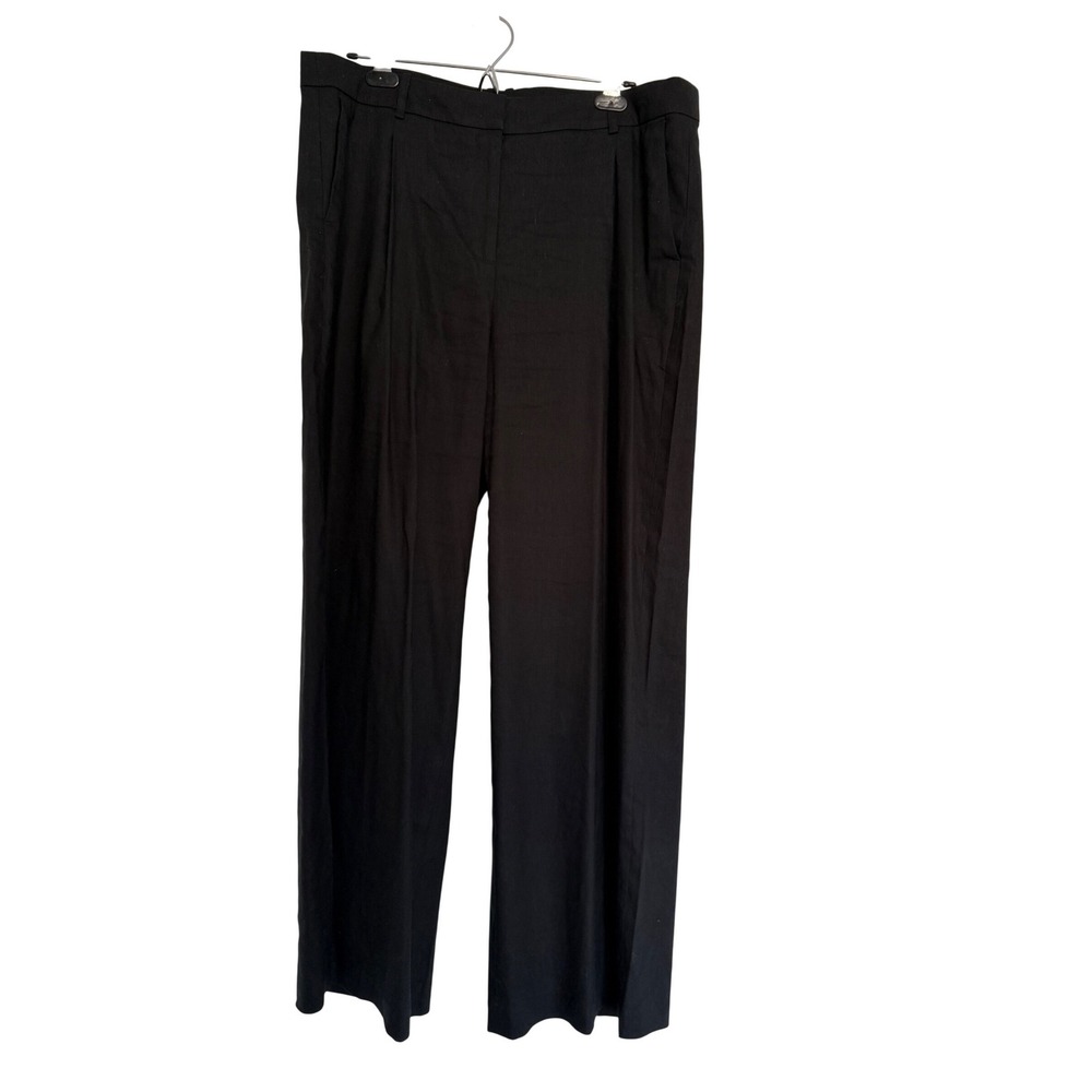 NWOT J Crew Linen Black Trouser Dress‎ Pants Size 14 Wide Leg Business Office
